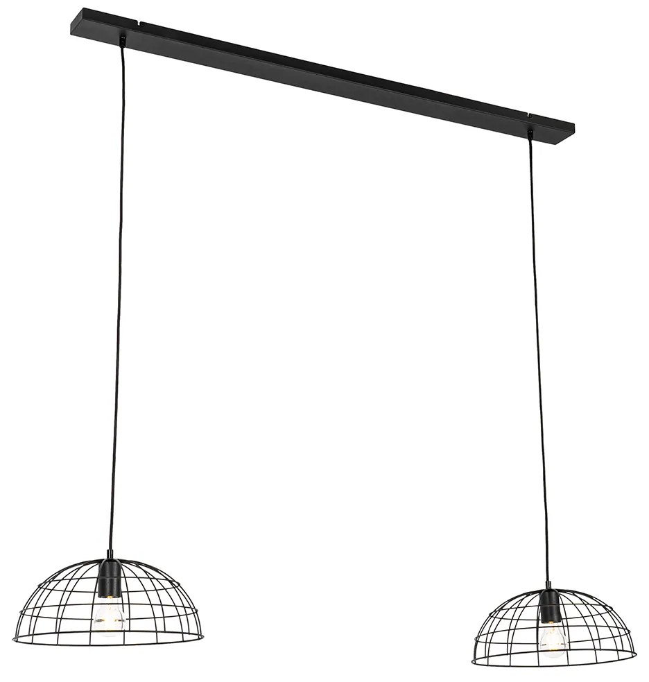Lampă suspendată industrială neagră cu 2 lumini - Hanze