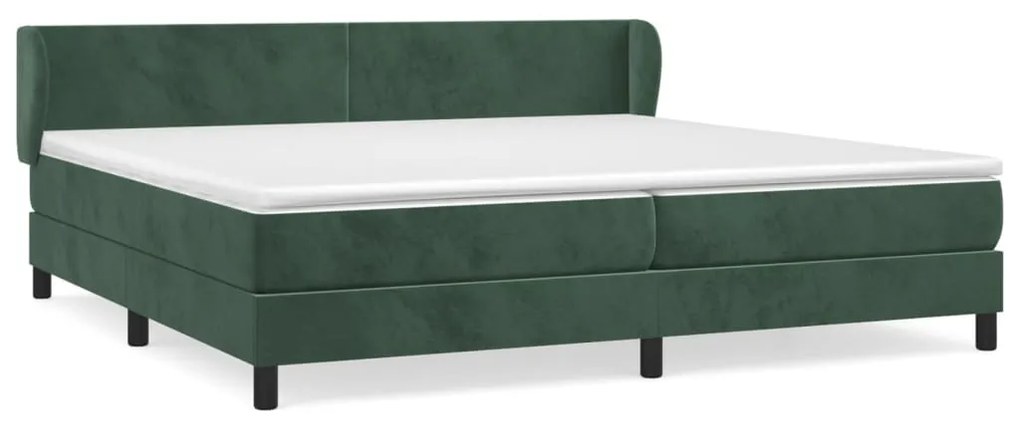 3127394 vidaXL Pat box spring cu saltea, verde închis, 200x200 cm, catifea