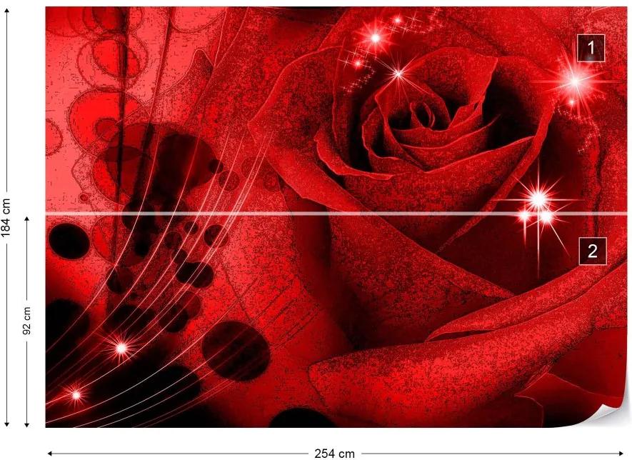 Fototapet GLIX - Red Rose Sparkles + adeziv GRATUIT Tapet nețesute - 254x184 cm