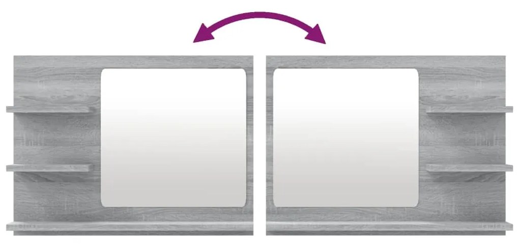 Oglinda de baie, gri sonoma, 60x10,5x45 cm, lemn compozit sonoma gri