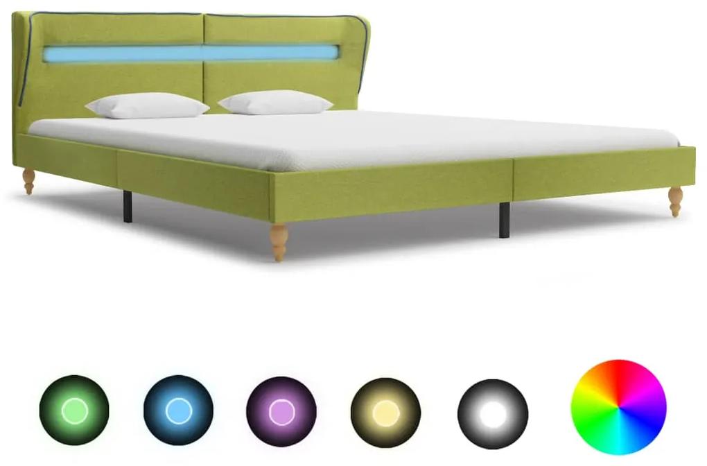 280610 vidaXL Cadru de pat cu LED-uri, verde, 160 x 200 cm, material textil