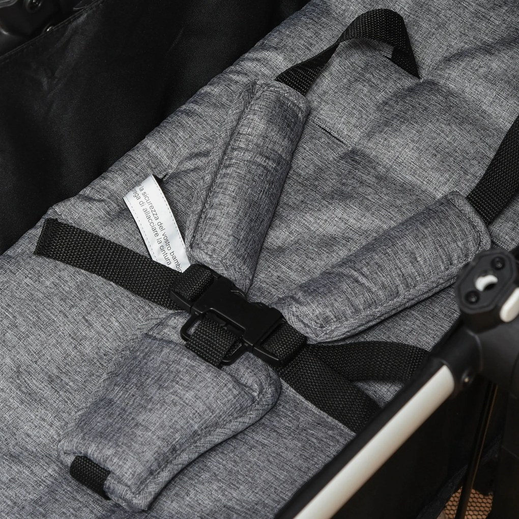Carucior Dublu Ajustabil si Pliabil , Copii 0-36 luni, Transport pentru copii, Carucior cumparaturi 15kg, 80x51x102cm Gri HOMCOM | Aosom Romania