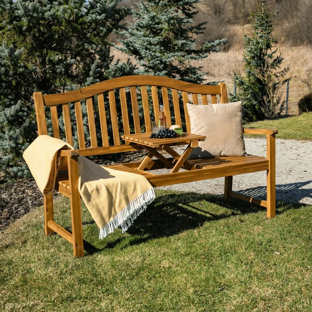 Bancă de grădină cu masă, lemn de acacia , TAIMA