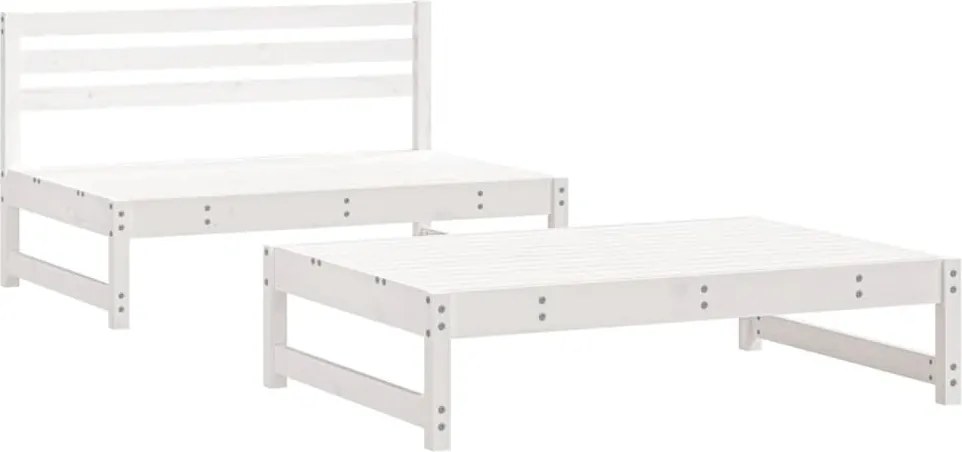 vidaXL Set mobilier relaxare grădină, 2 piese, alb, lemn masiv de pin