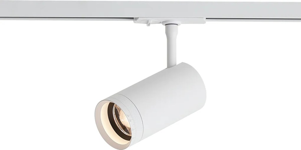 Spot modern alb pentru sistem de iluminat pe șină monofazat, cu LED, rotativ și înclinabil - Iconic Zoom