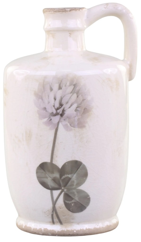 Vaza Dandelion din ceramica, crem antichizat, 16x14x26 cm