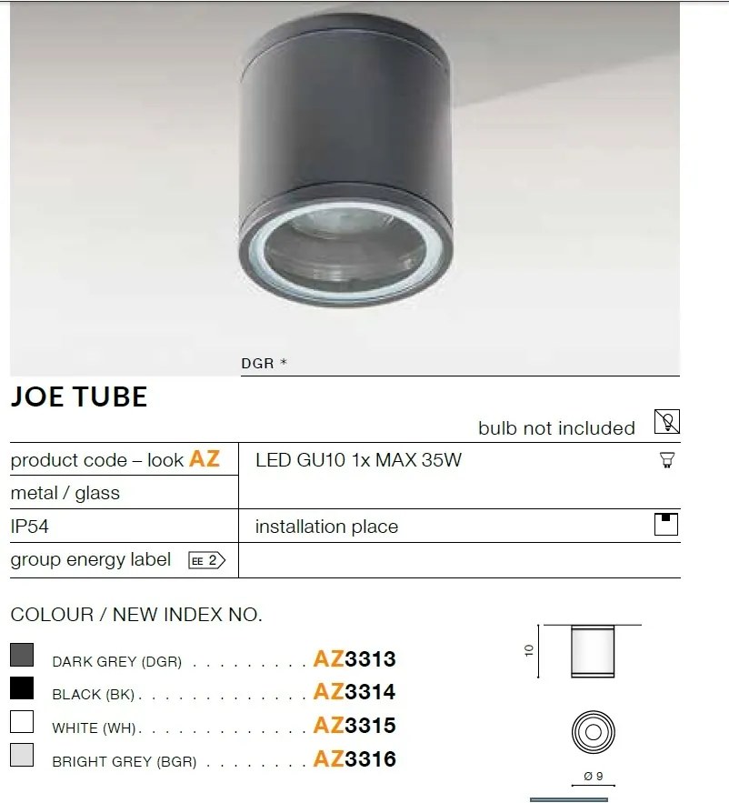 Spot aplicat iluminat exterior IP54 JOE TUBE alb ZZ AZ3315