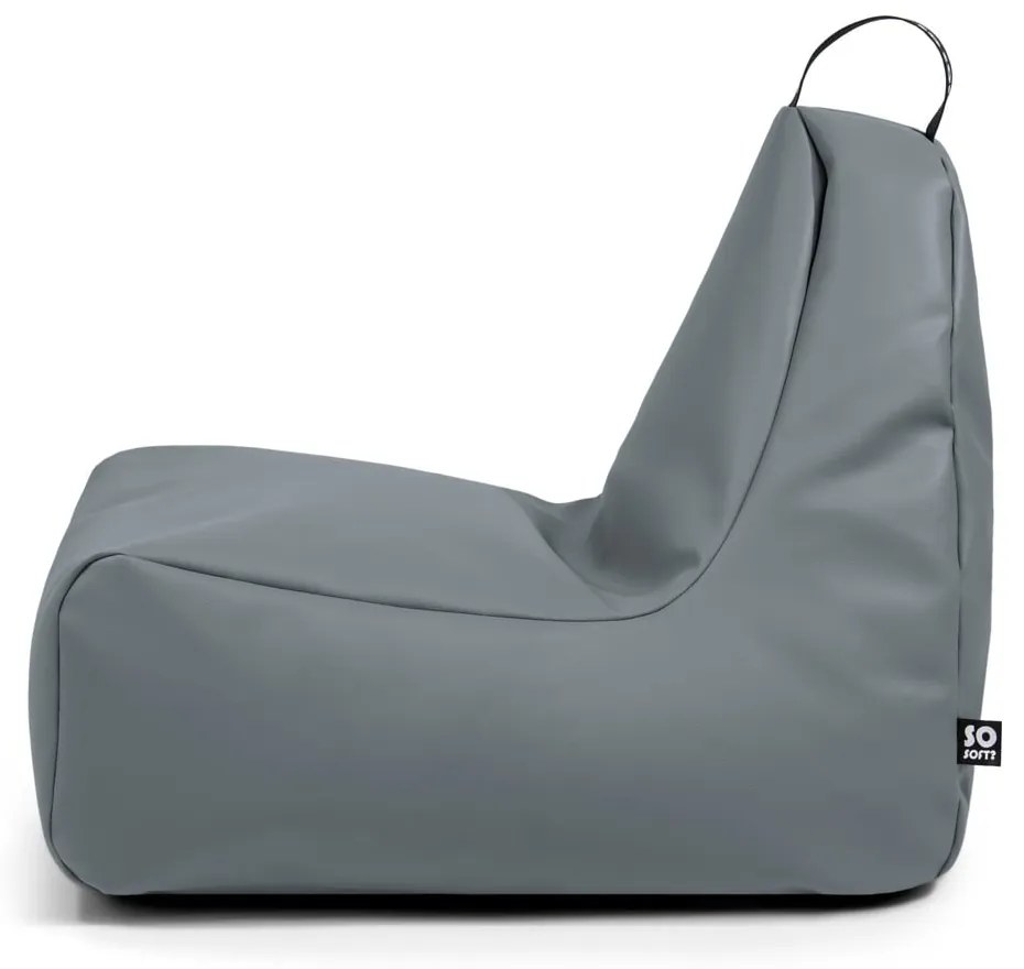 Fotoliu bean bag albastru închis cu tapițerie din imitație de piele Chill L – So Soft?