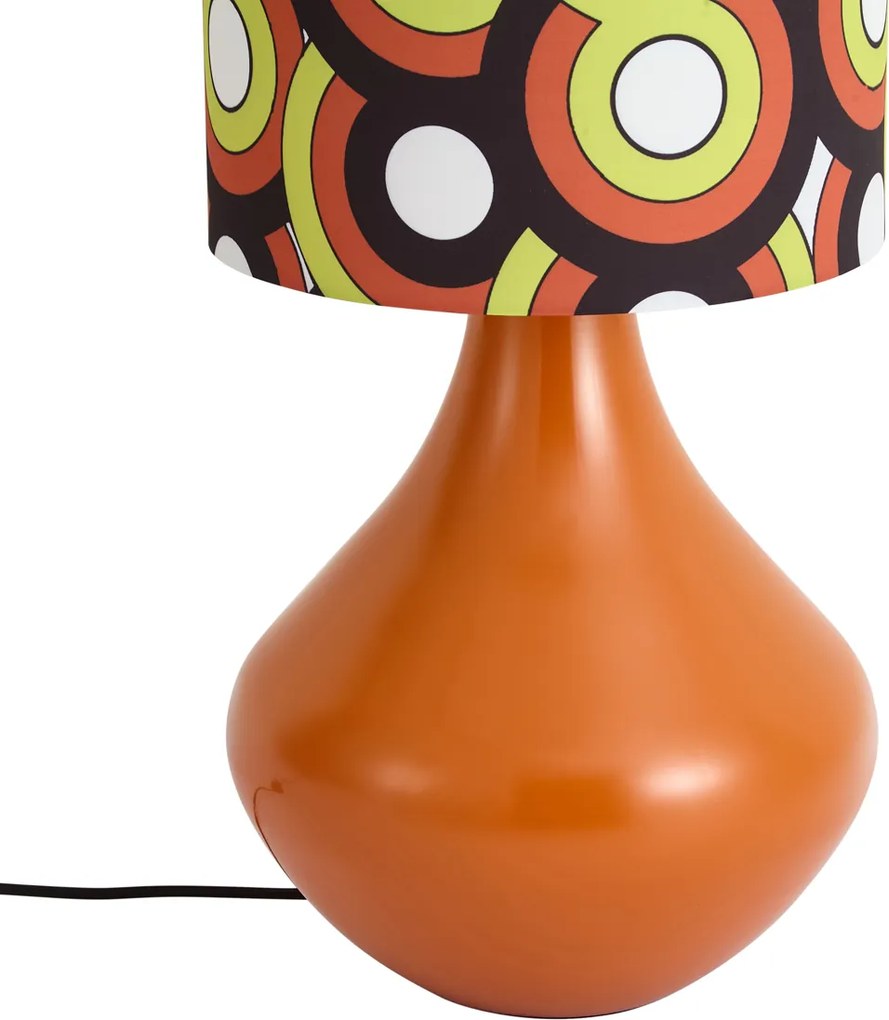 Lampă de podea retro portocalie cu abajur textil multicolor - Mina