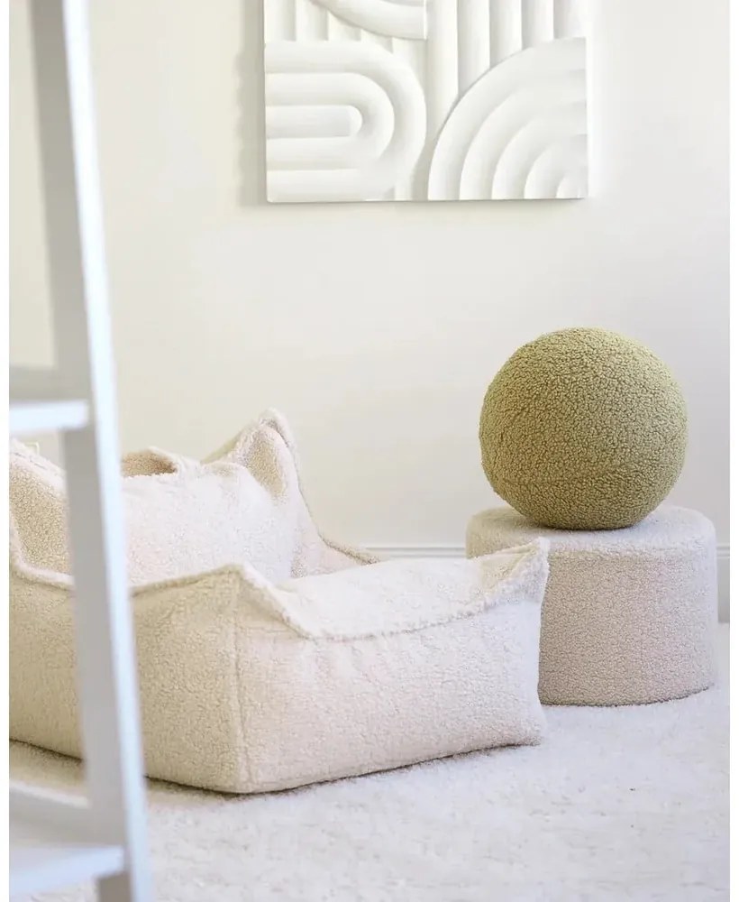 Pernă decorativă pentru copii verde cu tapițerie din țesătură bouclé Ball – Wigiwama