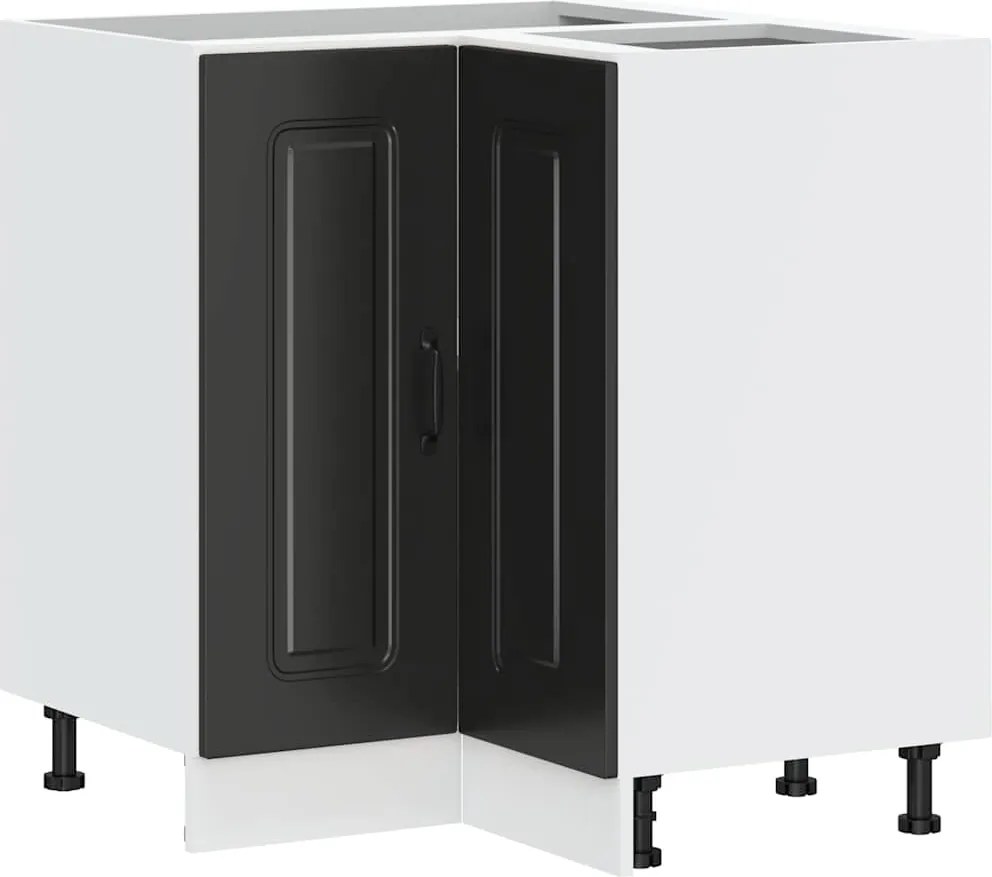 vidaXL Dulap de bază pe colț bucătărie „Kalmar” negru lemn prelucrat