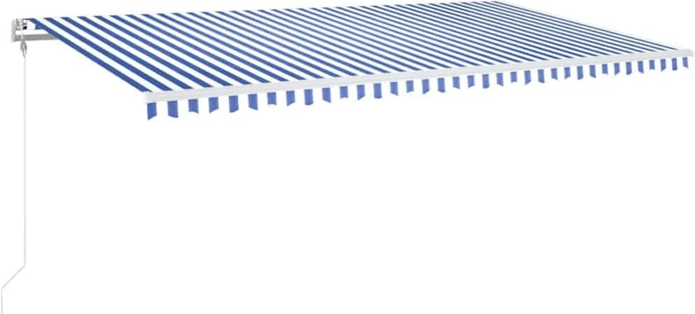 vidaXL Copertină automată cu senzor vânt&LED, albastru&alb, 600x350 cm