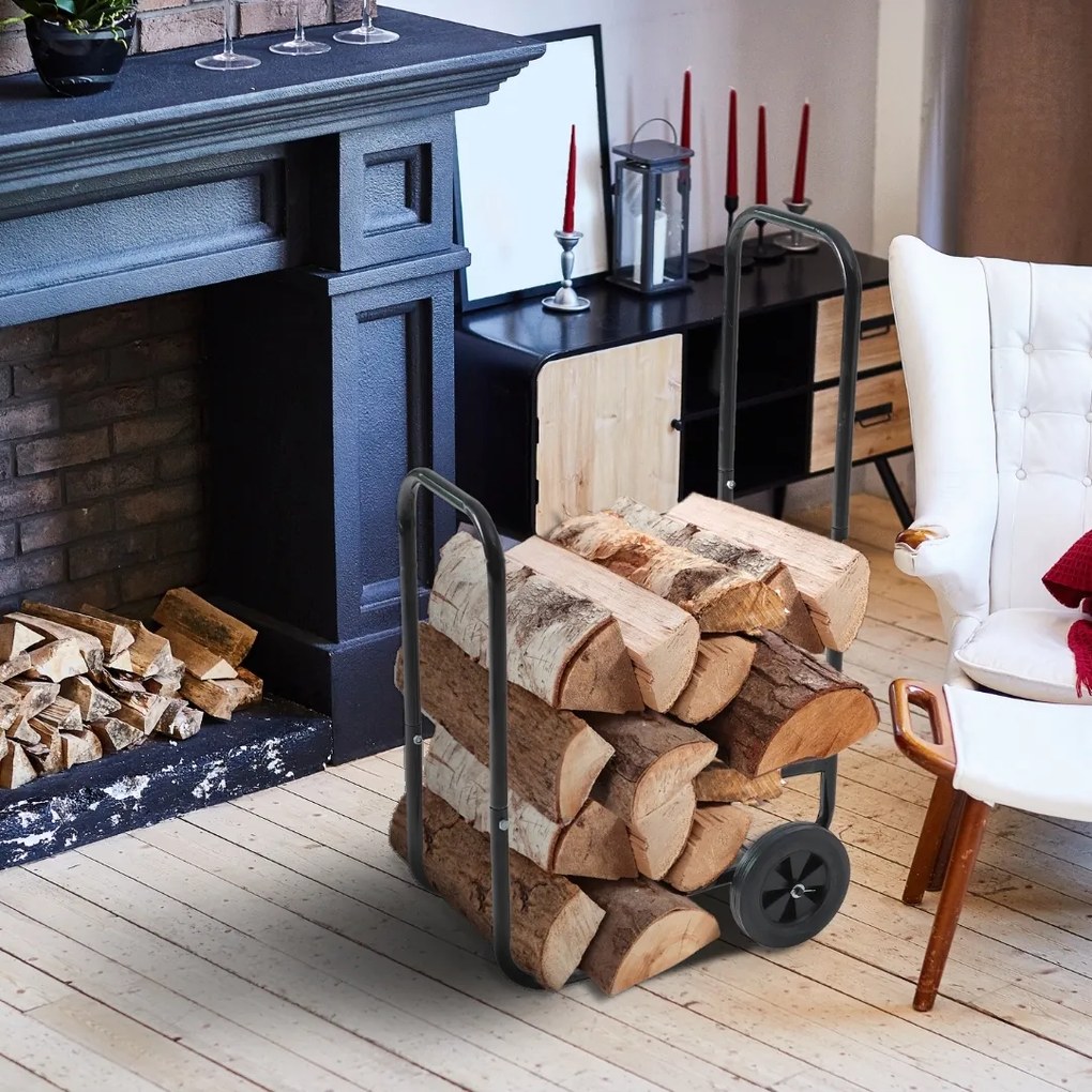 Gardebruk Cărucior pentru lemne de foc AUREL, 56x45x105cm, negru