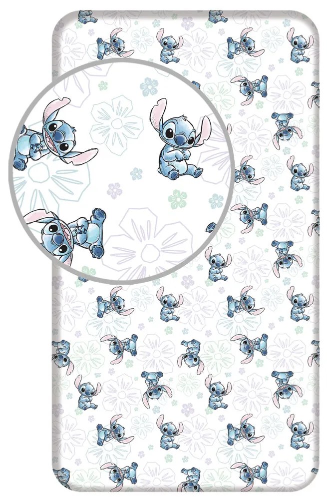 Disney Lilo și Stitch Ohana White cearșaf cu elastic 90x200 cm