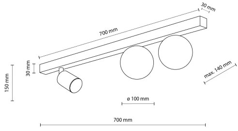 Spot VOX 2xG9/8W/230V + 1xGU10/10W negru