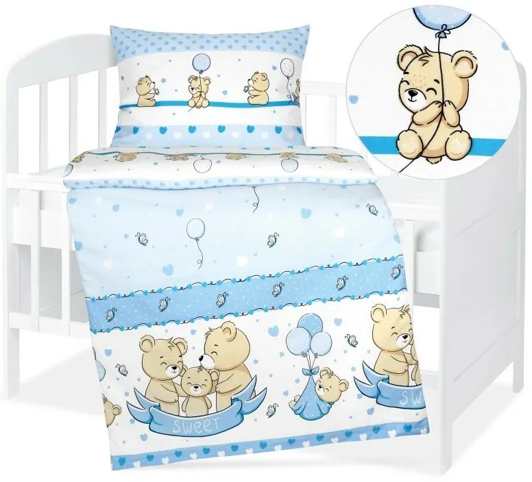 Bellatex Lenjerie de pat din bumbac Agata Bearalbastru, 90 x 135 cm, 45 x 60 cm