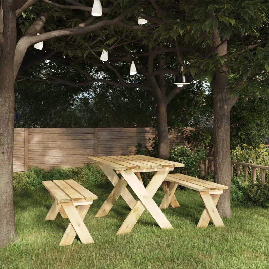 Set mobilier de gradina, 3 piese, lemn de pin tratat