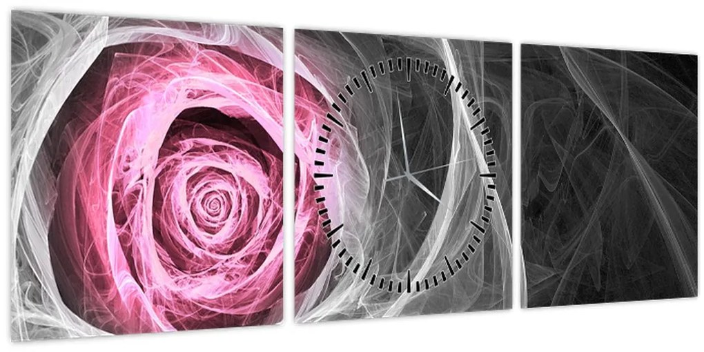 Tablou - Trandafir abstract, fucsia (cu ceas) (90x30 cm)