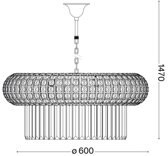 Lustră de cristal pe lanț Ideal Lux NABUCCO 12xE14/40W/230V d. 60 cm auriu
