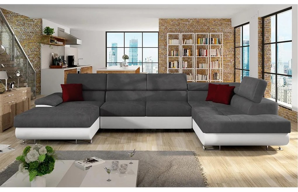 Colțar în formă de U Alphard Bis (D) (piele ecologică soft 017 + uttario velvet 2971 + kronos 02). 1051186