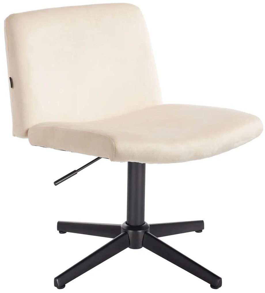 HR150CROSS Scaun Crem din Catifea cu Bază Neagră