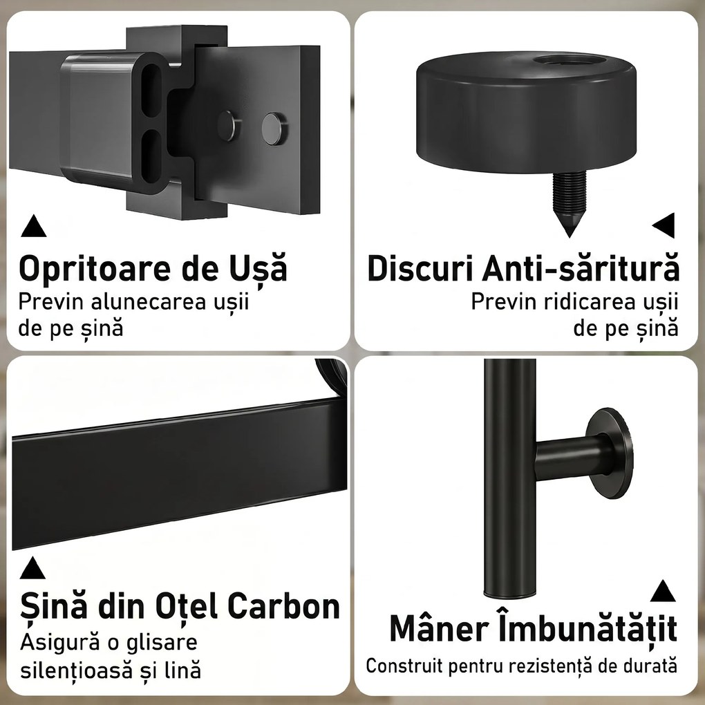 HOMCOM Ușă Culisantă Interior Rustică cu Șină Silențioasă, Kit Feronerie și Mâner, Alb | Aosom Romania