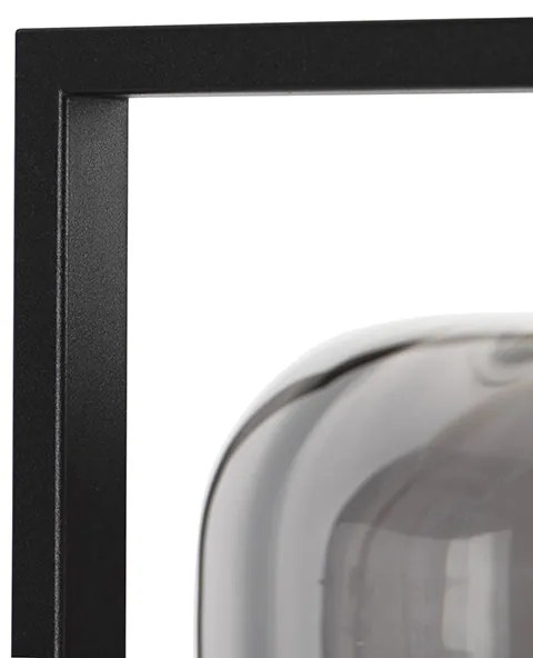 Lampă de podea design negru cu sticlă fumurie - Qara