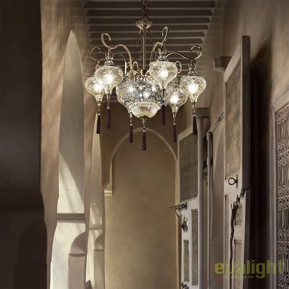 Candelabru LUX design clasic cu 6 brate, din alama finisaj antichizat, HAREM SP9 116006