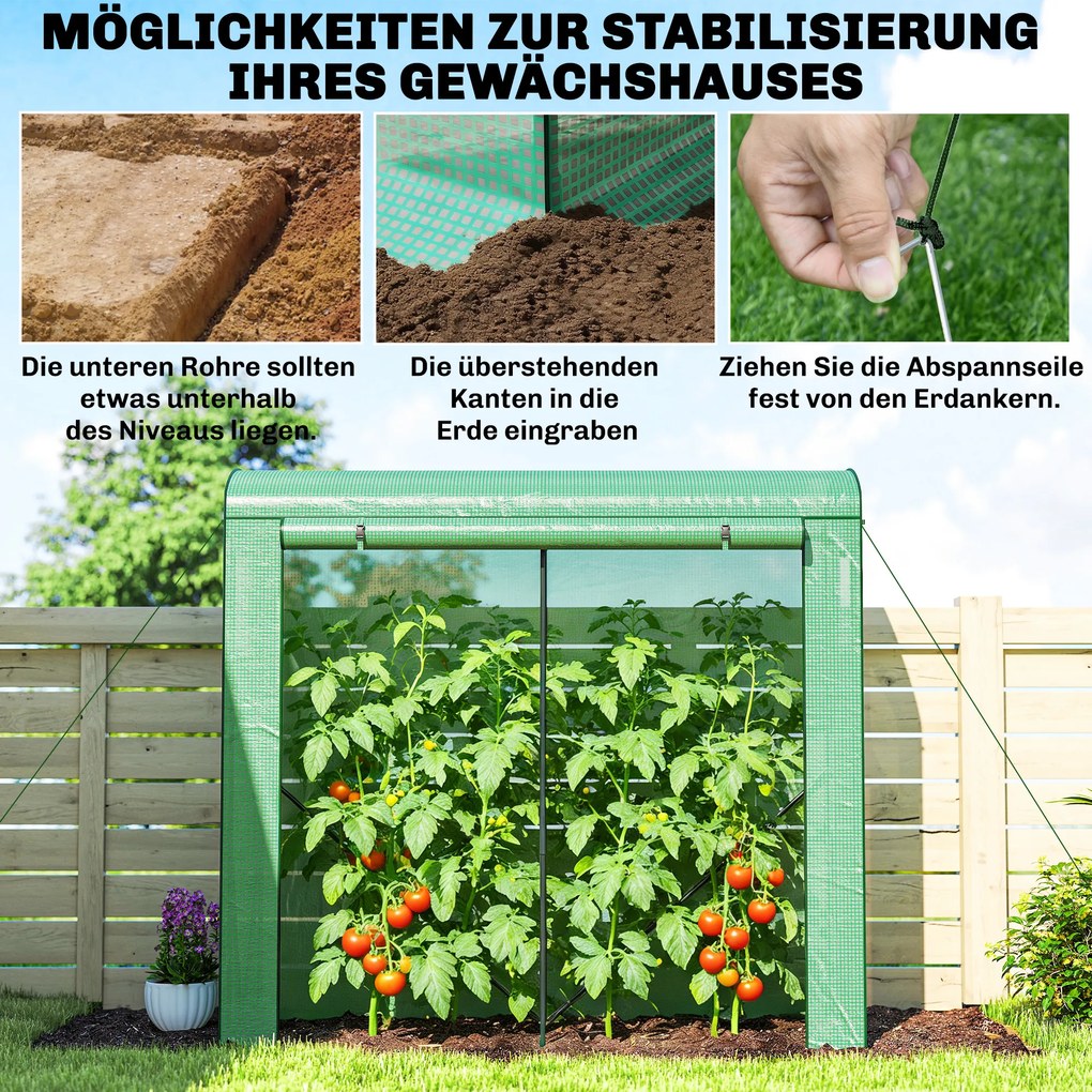 Outsunny Seră cu ferestre cu plasă și ușă rulantă, seră cu folie și cadru din oțel 200 x 75 x 188 cm Verde | Aosom Romania