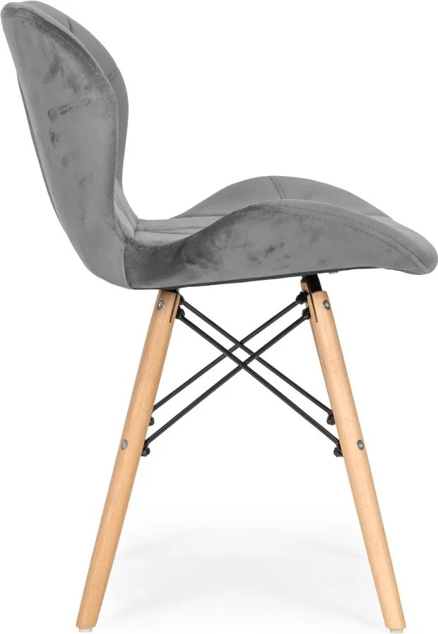 Set de 4 scaune din catifea gri