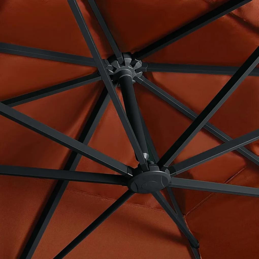 Umbrela in consola cu LED-uri, caramiziu, 400x300 cm Terracota, 400 x 300 cm
