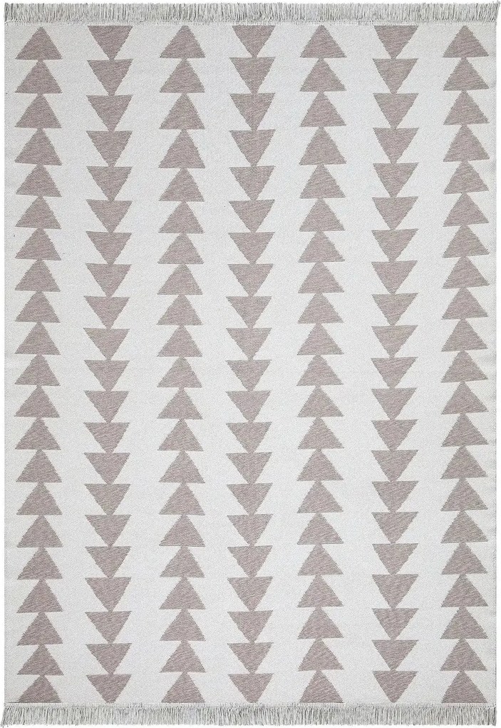 Covor 22994A, 80x150 cm, forma dreptunghiulara, bumbac, alb/bej