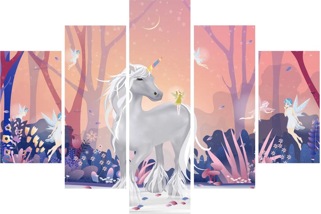 Tablou - Unicorn în pădurea fermecată (150x105 cm)