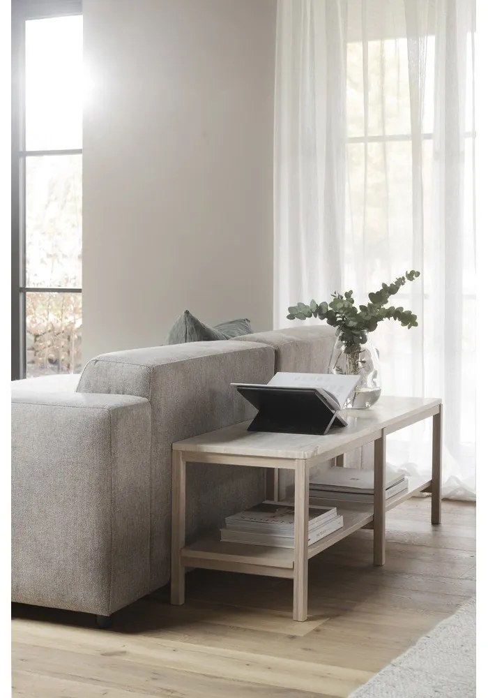 Masă consolă albă/în culoare naturală cu blat din piatră 140x40 cm Orwel - Rowico