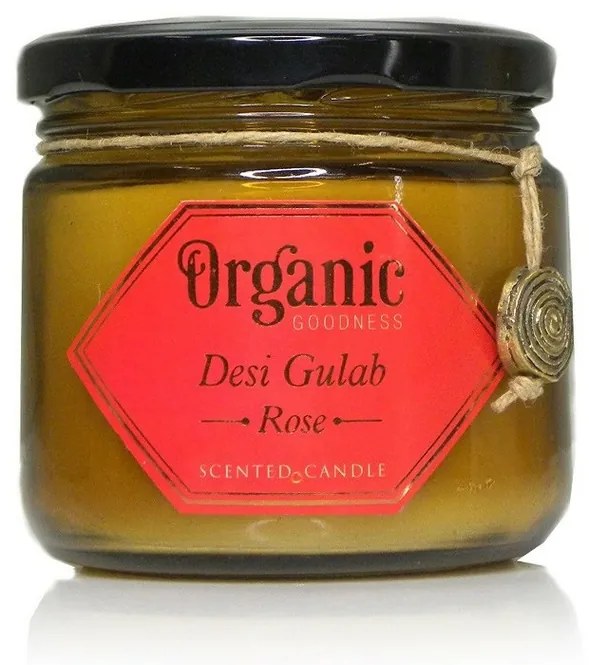 Lumânare organică Desi Gulab - Trandafir 200 g înpahar de chihlimbar