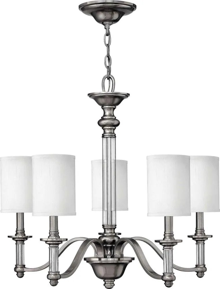 Hinkley HK-SUSSEX5 - Candelabru suspendat SUSSEX cu lanț, 5xE14/40W/230V, crom mat