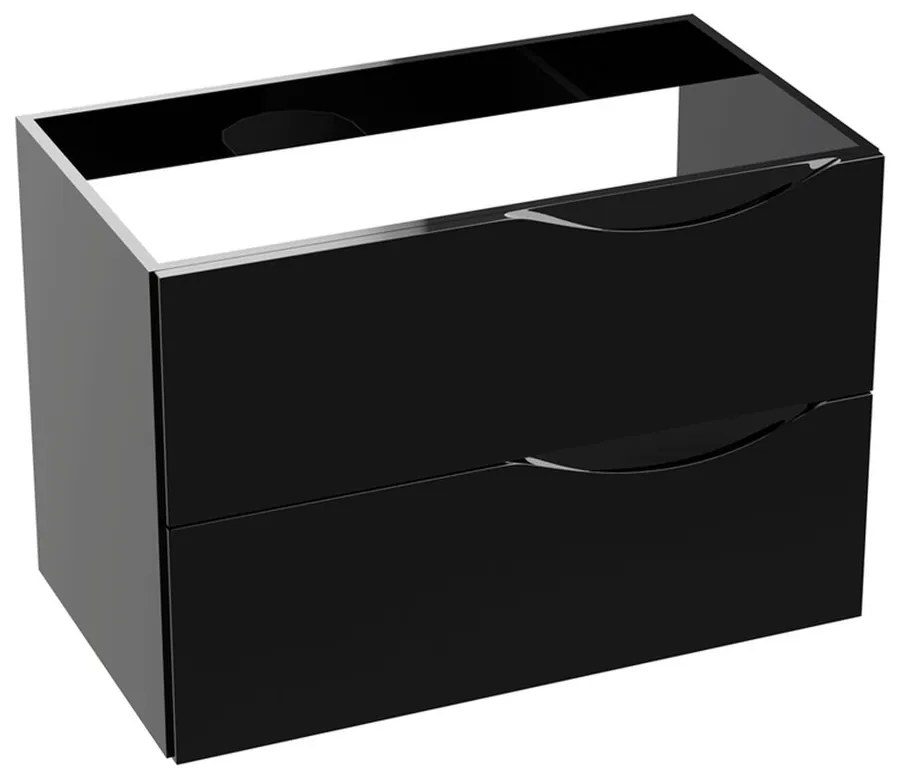 Dulap baza suspendat Rune Asger 2 sertare 80 cm negru lucios