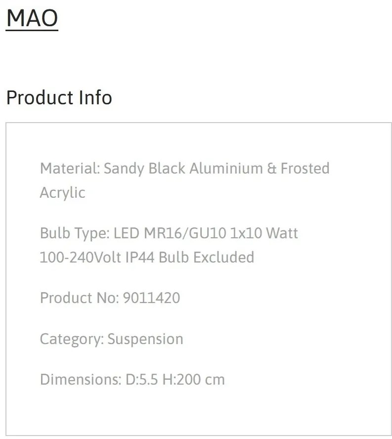 Pendul stil minimalist protectie IP44, MAO, NVL-9011420