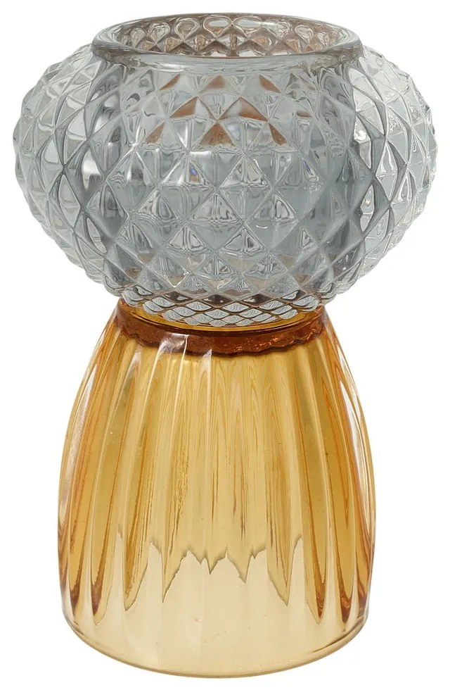 Suport lumânare din sticlă Green Gate, gri-maro