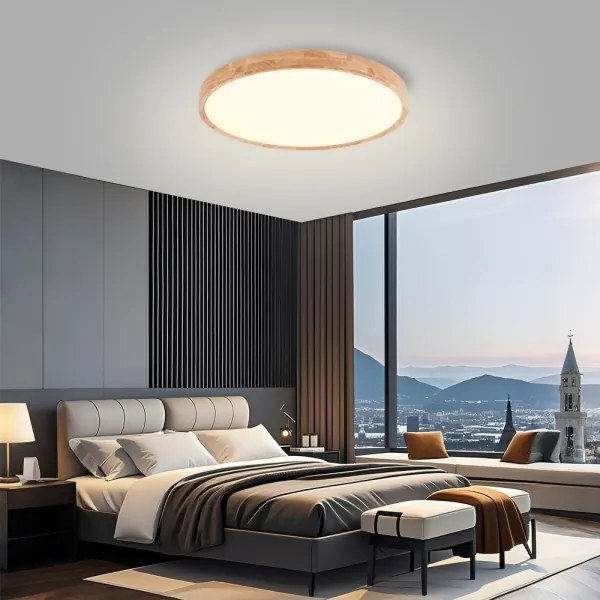 Brilagi - Plafonieră LED WOODROUND, 40W, 230V, 3000/4000/6000K, Ø 60 cm