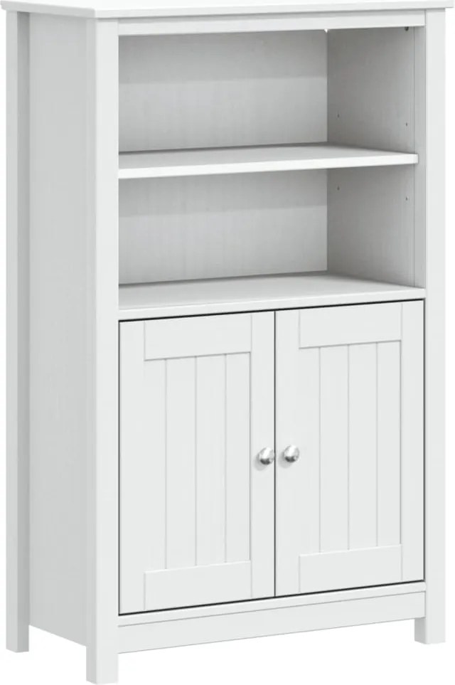 vidaXL Dulap de baie BERG, alb, 69,5x34x110 cm, lemn masiv de pin