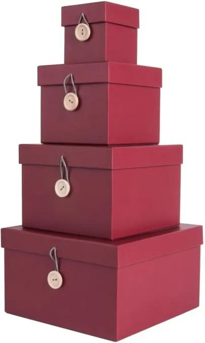 Set 4 cutii de depozitare PT LIVING Uniform, roșu