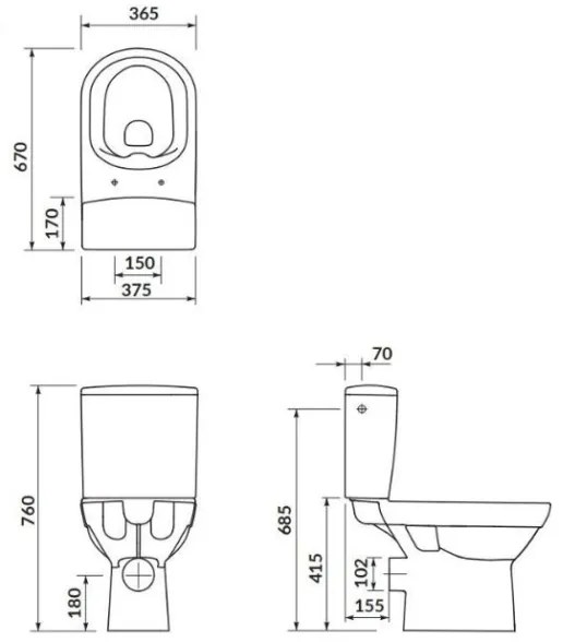 Vas WC pe pardoseală Cersanit K35-037 CITY, ceramică/alb, cu capac