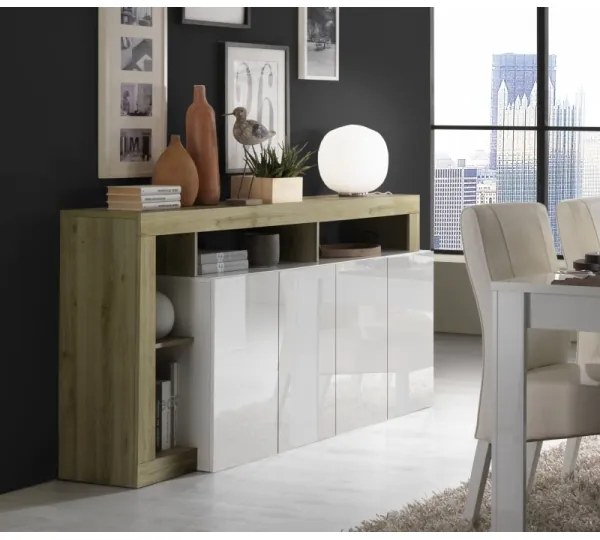 Comodă LENOR albă/maro