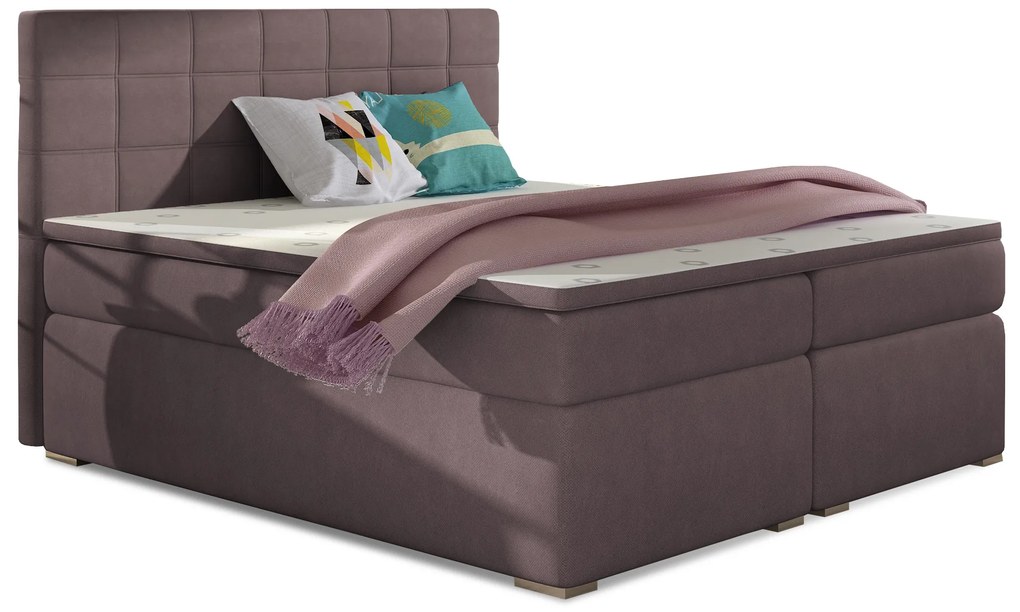 Pat matrimonial Boxspring 160 cm Abbie (roz) (cu saltele). 1027421