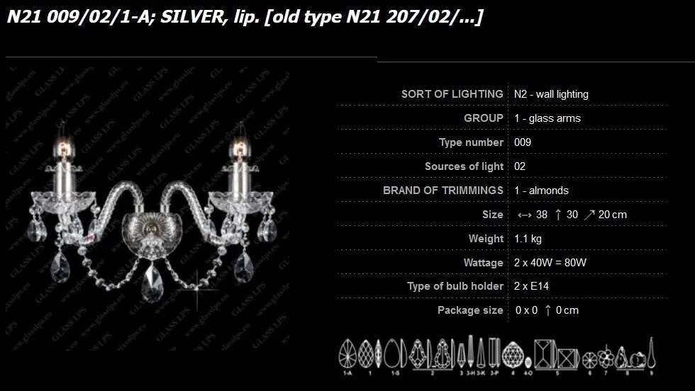 Aplica cristal Bohemia N21 009/02/1-A