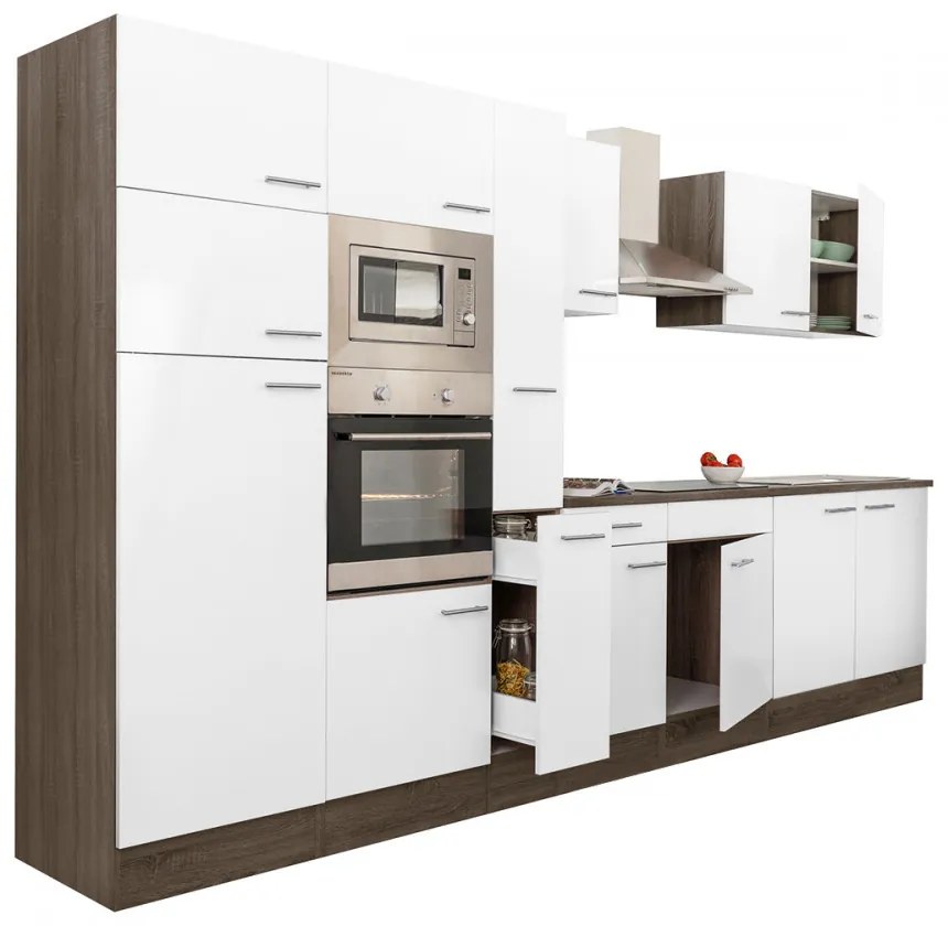 Mobilă de bucătărie Yorki 360, corp din stejar Yorki, cu față alb satinat