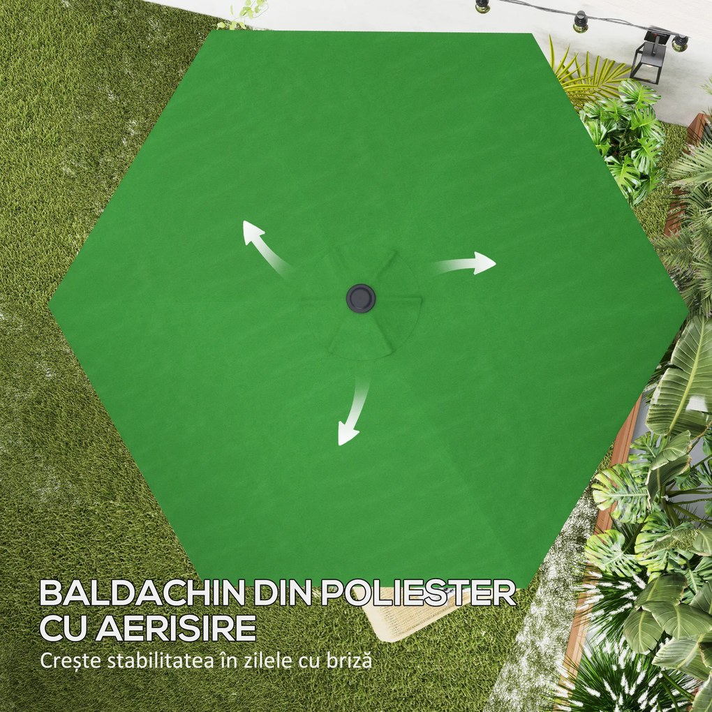 Outsunny Înveliș de Schimb pentru Umbrelă cu Orificii de Aerisire, Ø300 cm, Verde | Aosom Romania