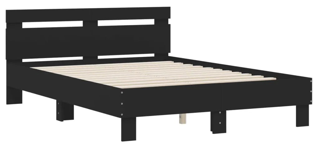 3207428 vidaXL Cadru de pat cu tăblie, negru, 120x200 cm, lemn prelucrat