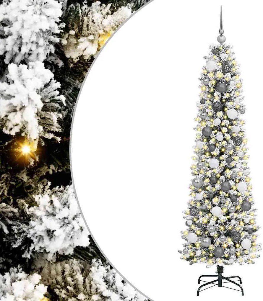vidaXL Brad de Crăciun artificial Alb 180 cm PVC și metal și plastic